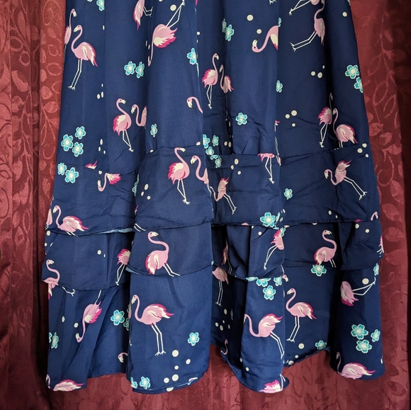 Flamingo long sleeve maxi dress navy blue - Picture 8 of 16